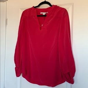 DVF HOT pink silk blouse NWT size 10 $265 retail TANYANA pink spice